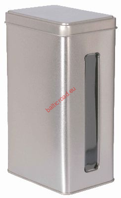 Fitted lid square with window, 110 x 73 x 178 mm
